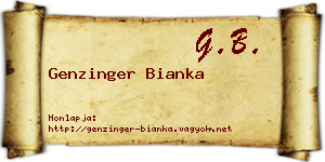 Genzinger Bianka névjegykártya